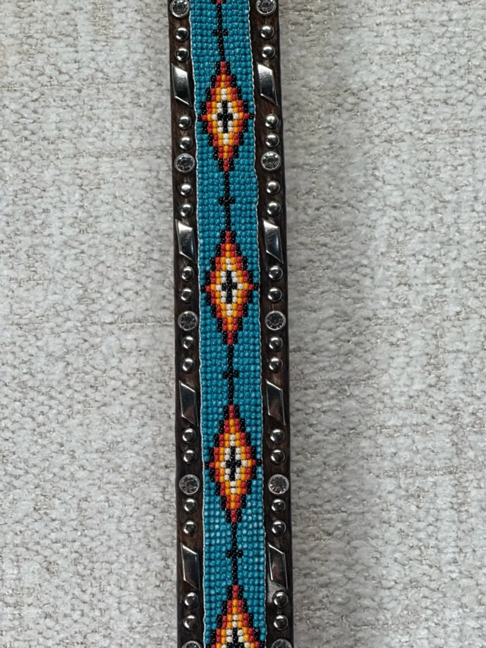 Ariat Southwest Beaded Hair-On Belt Med. Aztec Colorful Rhinestone Western